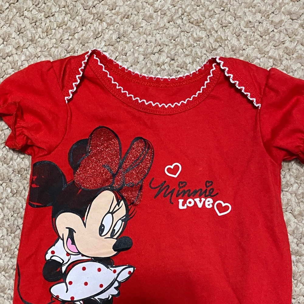Disney baby NWT Minnie Mouse one piece red shorts outfit girl size 3mo - 6mo - Picture 14 of 14